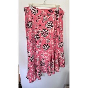 Who What Wear Women's 12 Large Skirt Floral Ruffled‎ High Low Midi Wrap Style